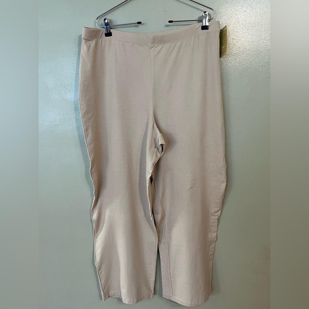 Linden Hill Womens Beige Super Stretch Rayon Nylon Pull On Comfy Pants XL NWT